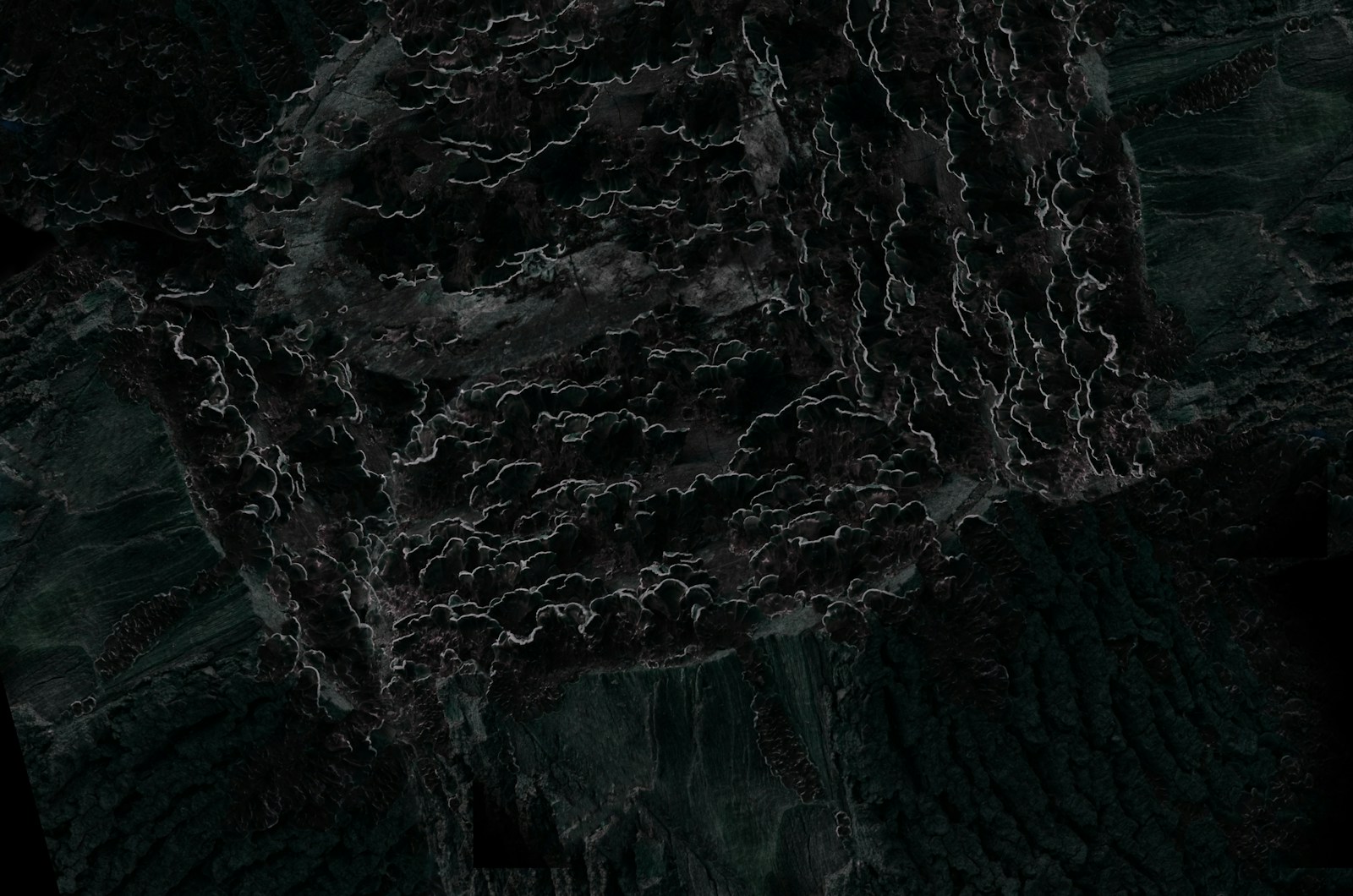 a black and white photo of a rock formation